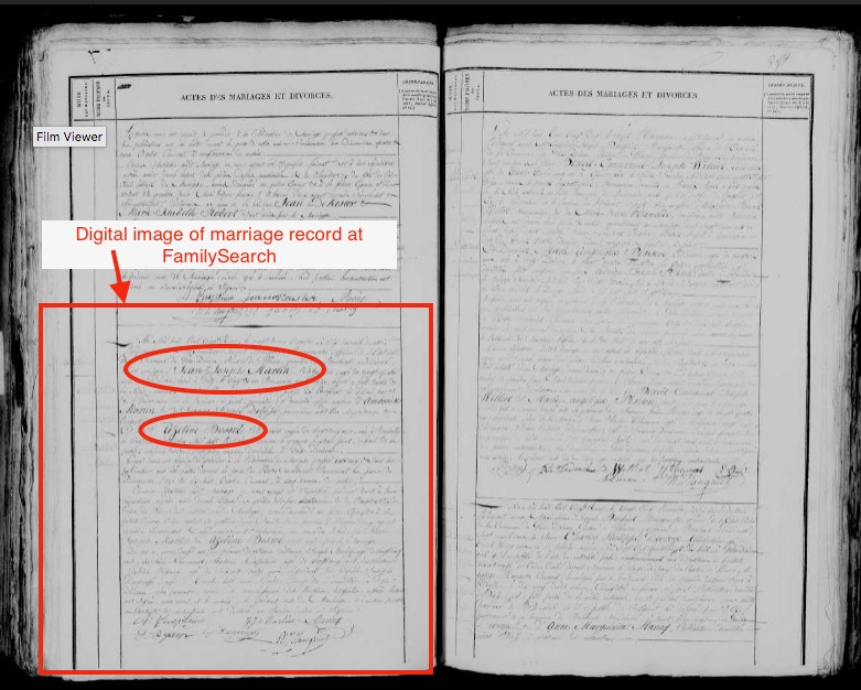 Digital image of Martin-Bossel marriage record at FamilySearch.